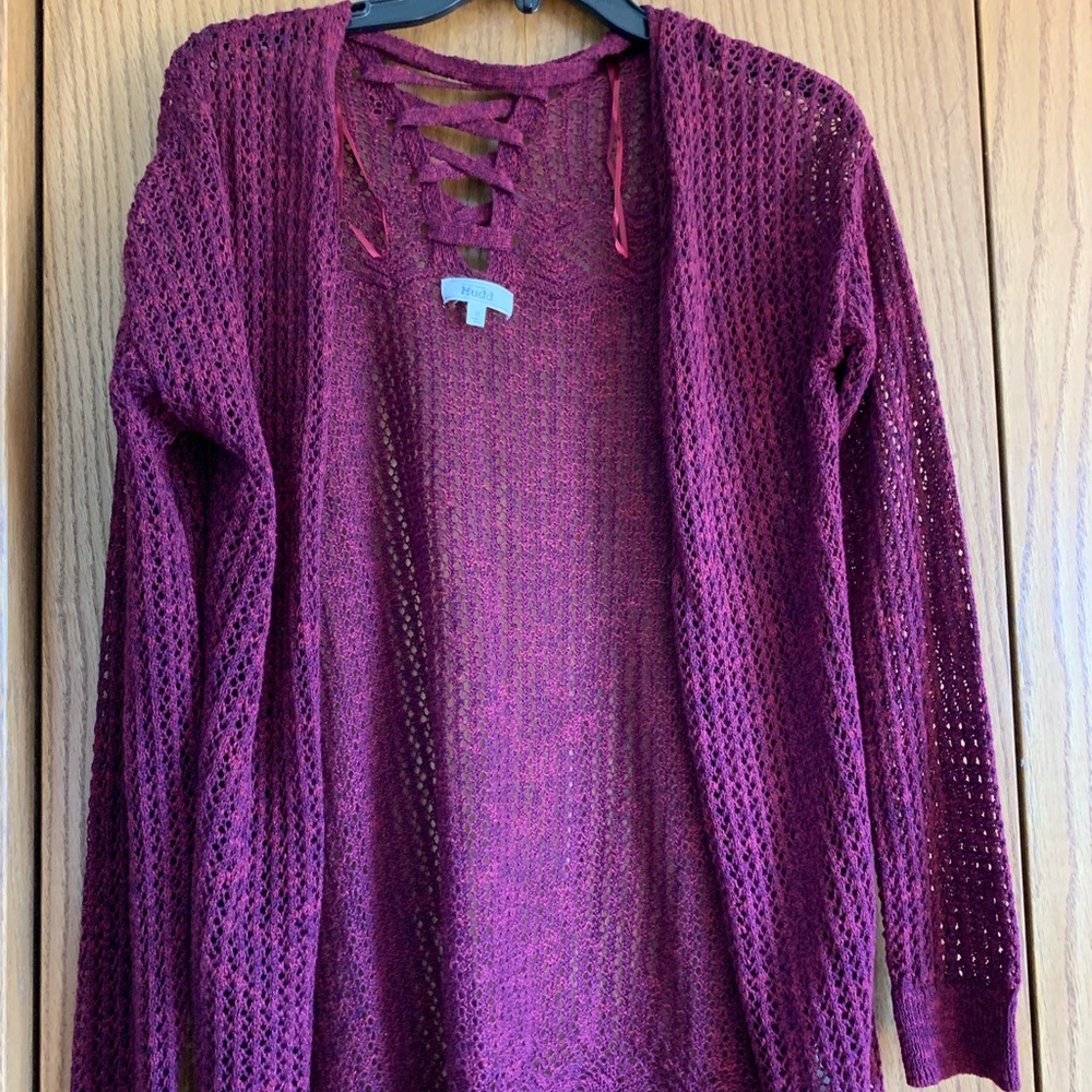 burgundy/ maroon cardigan